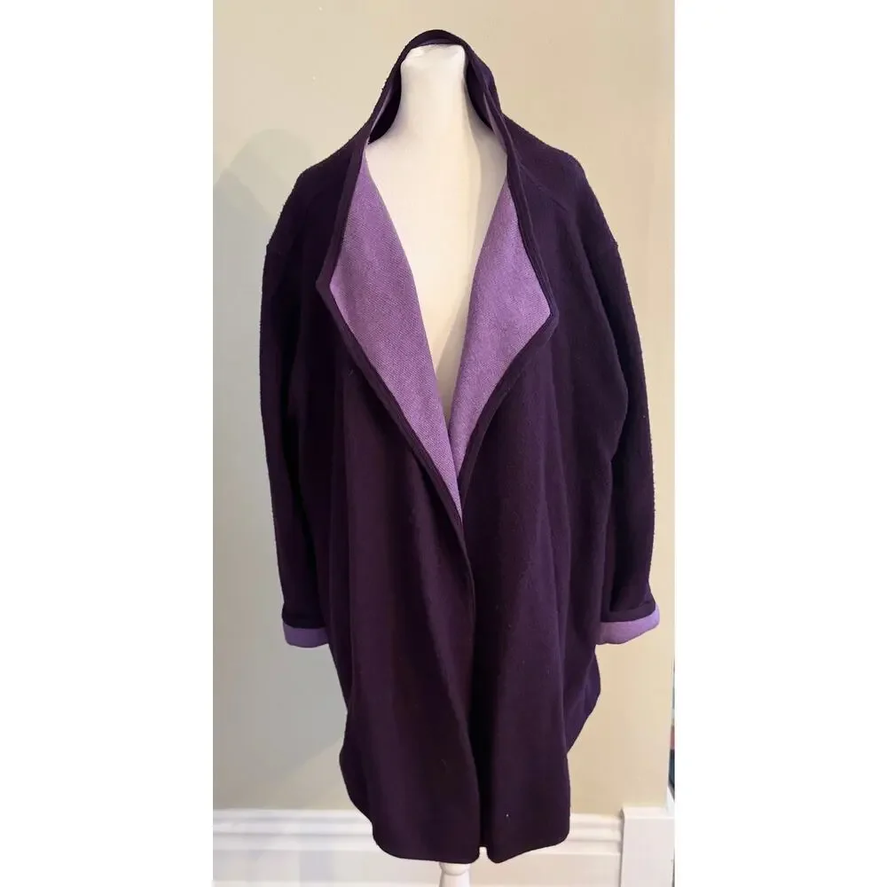 Eileen Fisher Lambswool Doubleface Cape Jacket Shacket Open Cardigan Size XL - Picture 1 of 6